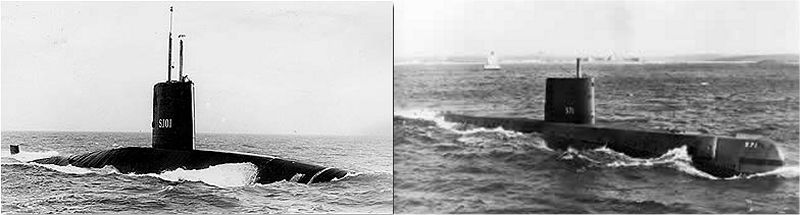 British Dreadnought on Left - American Nautilus on Right